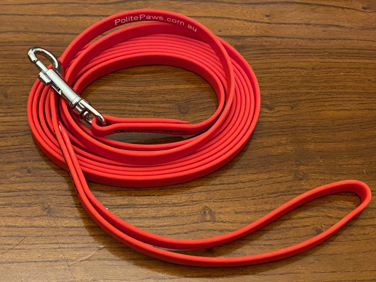 3m Red Biothane Walking Lead - Small Stainless Steel Snap